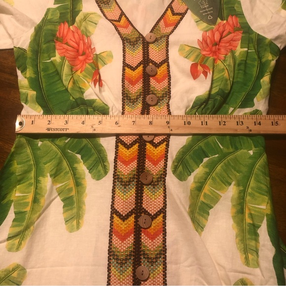 NWT $275 Farm Rio Fresh Forest Puff-Sleeve Midi Dress in Small!